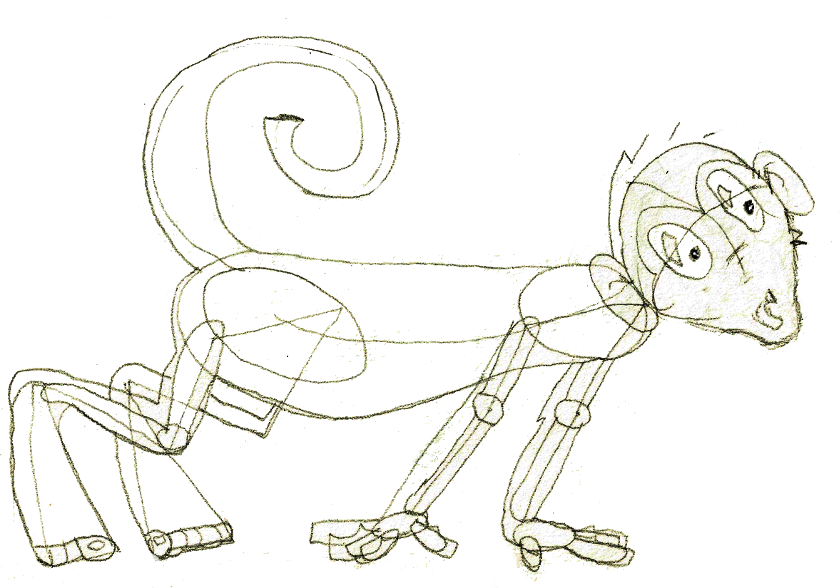 Le singe (Esquisse au plomb)