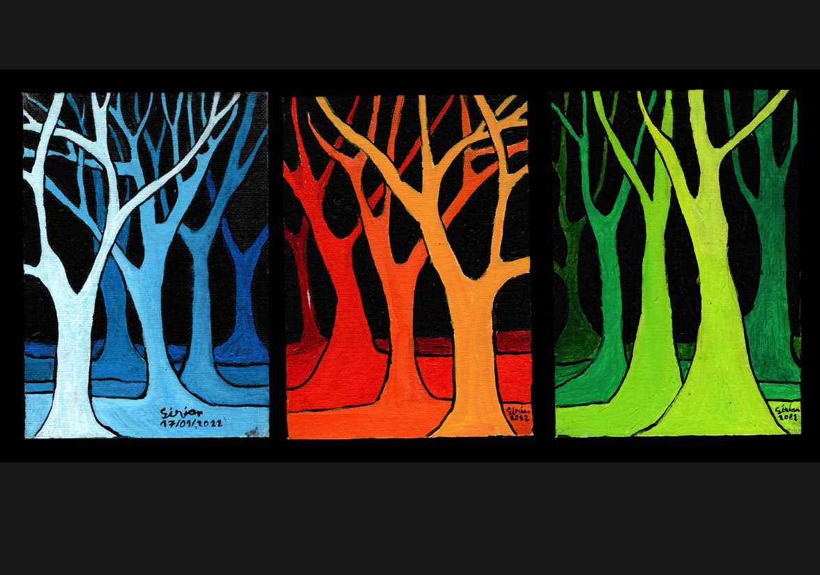 Les arbres colorés : Tryptique