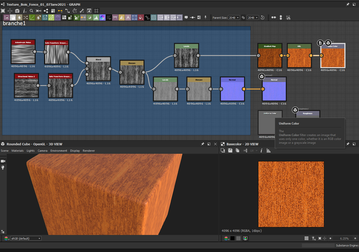 Vue des textures dans Substance Designer