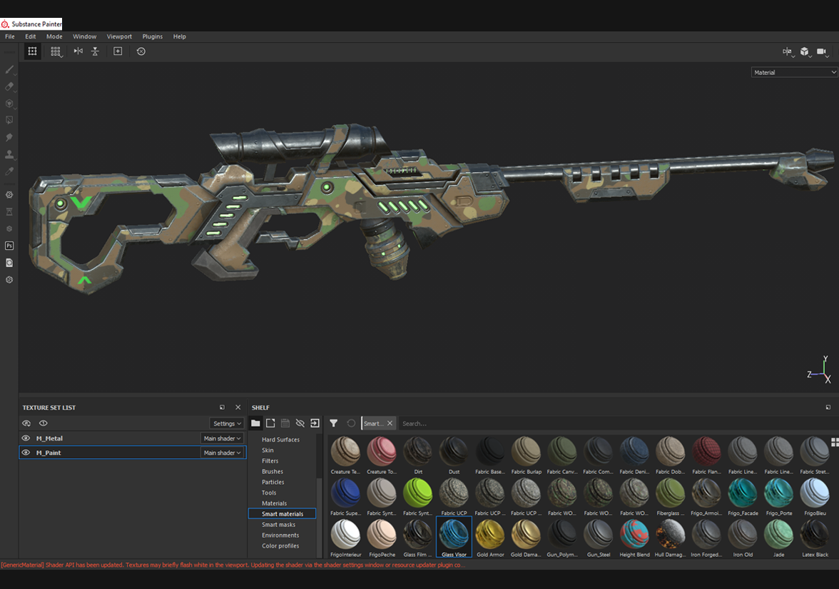 Vue des textures dans Substance Painter